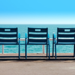 Deck Chairs in front of the sea, Nice, France