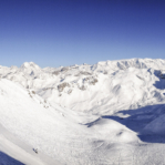 Three Valleys Skiing Panorama above Courchevel.